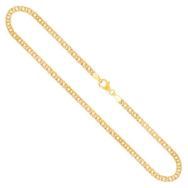 Goldkette als Zwillingspanzerkette in Gelbgold 585 / 14K, 50 cm lang, 3,9 mm breit, Gewicht ca. 10.7 g.