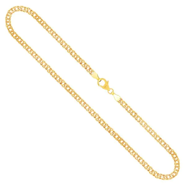Goldkette als Zwillingspanzerkette in Gelbgold 585 / 14K, 50 cm lang, 3,9 mm breit, Gewicht ca. 10.7 g.