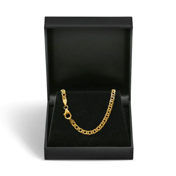 Armband als Zwillingspanzerkette in Gelbgold 585 / 14 K, 22 cm lang, 3,9mm breit, Gewicht ca. 5.1 g.
