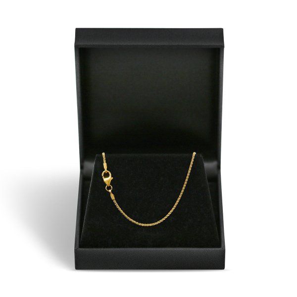 Goldkette als Zopfkette in Gelbgold 585 / 14K, 38 cm lang, 1,3 mm breit, Gewicht ca. 2.5 g.