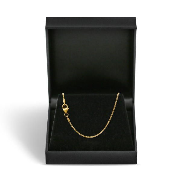 Goldkette als Zopfkette in Gelbgold 585 / 14K, 55 cm lang, 1,3 mm breit, Gewicht ca. 3.7 g.