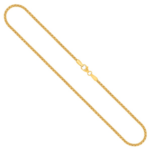Goldkette als Zopfkette in Gelbgold 585 / 14K, 45 cm lang, 2,1 mm breit, Gewicht ca. 7.7 g.