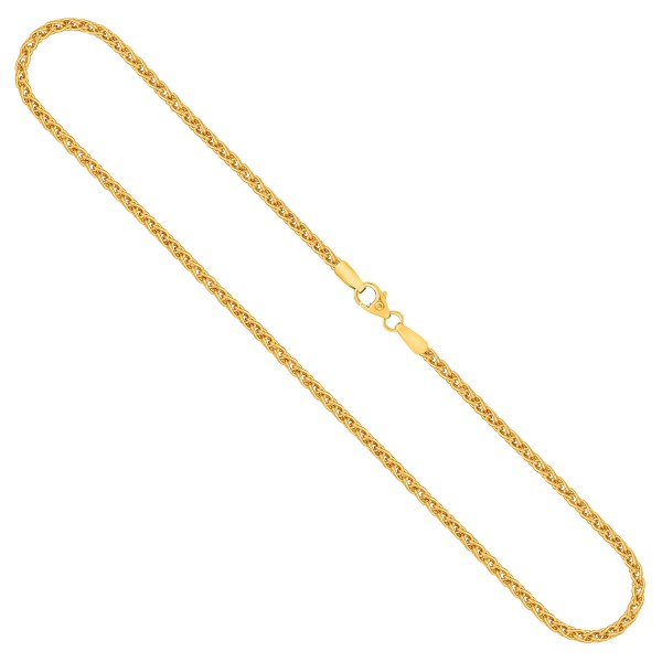 Goldkette als Zopfkette in Gelbgold 375 / 9K, 55 cm lang, 2,5 mm breit, Gewicht ca. 11.6 g.