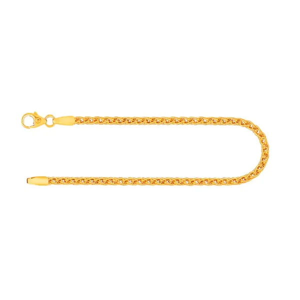 Armband als Zopfkette in Gelbgold 333 / 8 K, 22 cm lang, 2,5mm breit, Gewicht ca. 4.8 g.