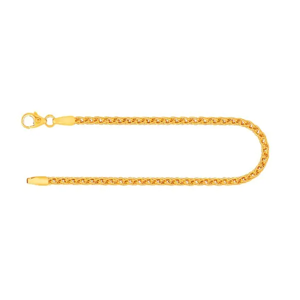 Armband als Zopfkette in Gelbgold 375 / 9K, 18,5 cm lang, 2,5 mm breit, Gewicht ca. 4.1 g.