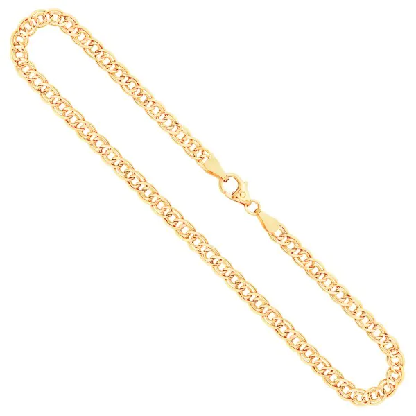 Goldkette als Zwillingspanzerkette in Gelbgold 585 / 14K, 45 cm lang, 3,9 mm Breit, Gewicht ca. 4.5 g.