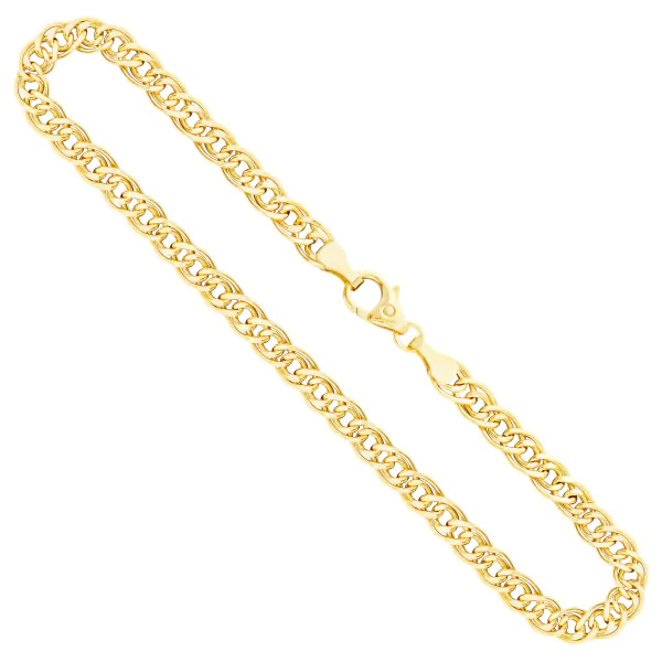 Goldkette als Zwillingspanzerkette in Gelbgold 333 / 8 Karat, 50 cm lang, 4.8 mm breit, Gewicht ca. 7.5 g.