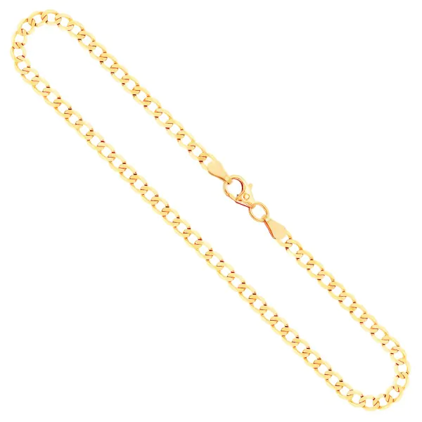 Goldkette als Panzerkette facettiert in Gelbgold 585 / 14K, 55 cm lang, 3,1 mm breit, Gewicht ca. 7 g.