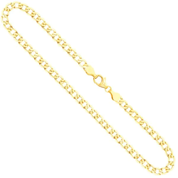 Goldkette als Panzerkette facettiert in Gelbgold 333 / 8K, 50 cm lang, 5 mm breit, Gewicht ca. 12 g.