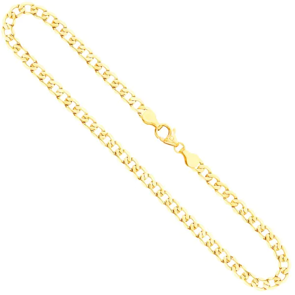 Goldkette als Panzerkette facettiert in Gelbgold 585 / 14K, 38 cm lang, 5 mm breit, Gewicht ca. 10.1 g.