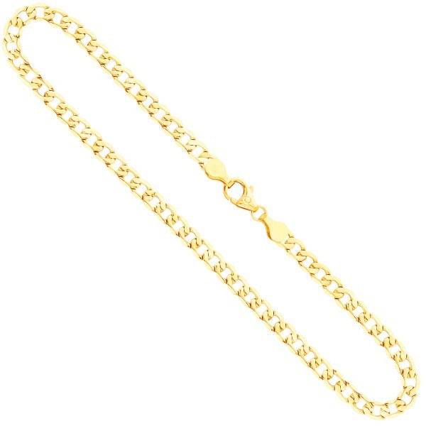 Goldkette als Panzerkette facettiert in Gelbgold 585 / 14K, 95 cm lang, 5 mm breit, Gewicht ca. 25.4 g.