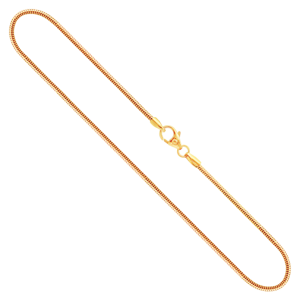 Goldkette als Schlangenkette in Gelbgold 585 / 14K, 38 cm lang, 1,4 mm breit, Gewicht ca. 3.4 g.