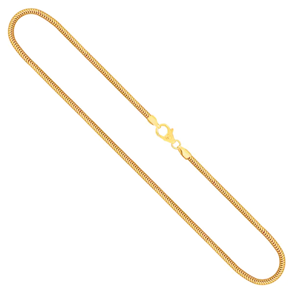 Goldkette als Schlangenkette in Gelbgold 750 / 18 Karat, 100 cm lang, 2.4 mm breit, Gewicht ca. 6,2 g.