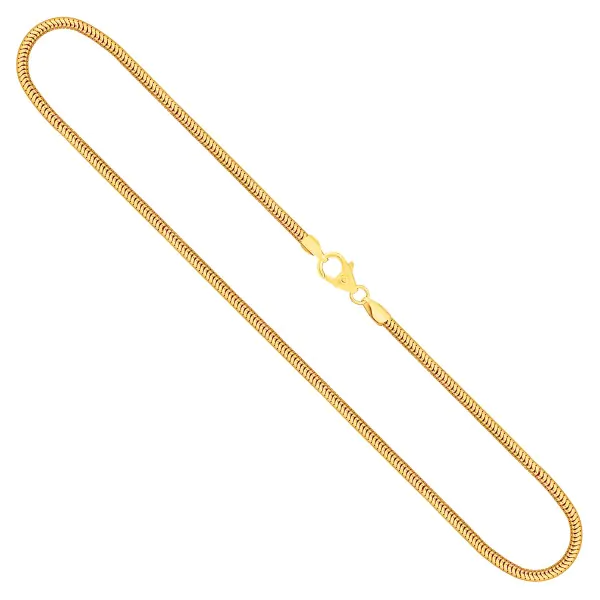 Goldkette als Schlangenkette in Gelbgold 585 / 14K, 38 cm lang, 2,4 mm breit, Gewicht ca. 11 g.