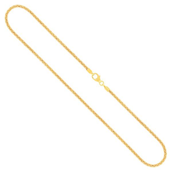 Goldkette als Venezianerkette rund geschlagen in Gelbgold 585 / 14K, 42 cm lang, 2 mm breit, Gewicht ca. 9.7 g.