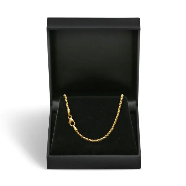 Goldkette als Venezianerkette rund geschlagen in Gelbgold 585 / 14K, 42 cm lang, 2 mm breit, Gewicht ca. 9.7 g.