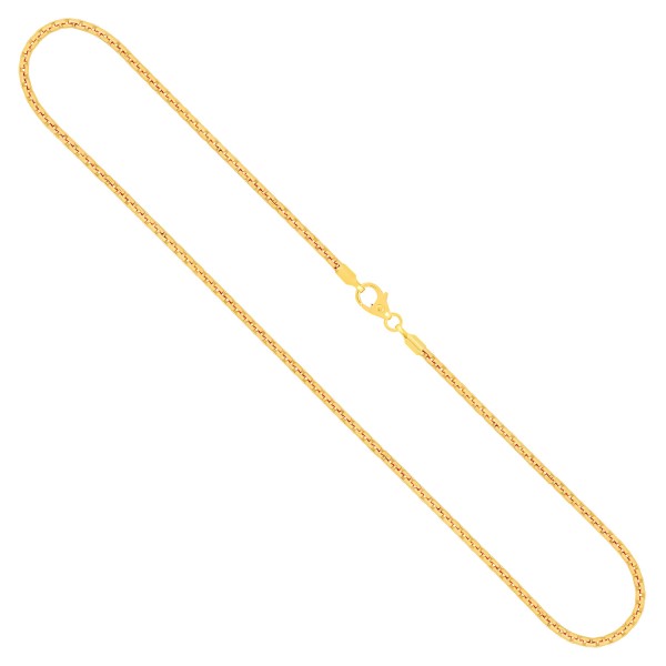 Goldkette als Venezianerkette rund geschlagen in Gelbgold 750 / 18K, 36 cm lang, 2 mm breit, Gewicht ca. 9.9 g.
