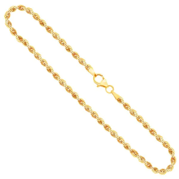 Goldkette als Kordelkette hohl in Gelbgold 585 / 14K, 45 cm lang, 2,7 mm breit, Gewicht ca. 4.8 g.