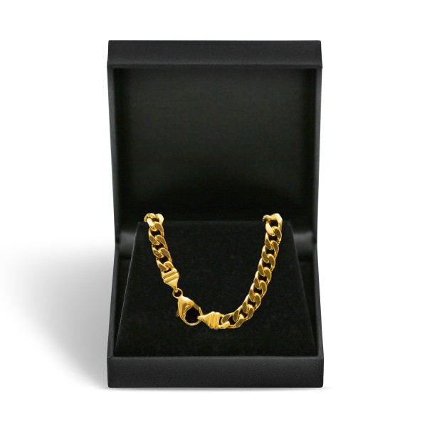 Goldkette als Panzerkette 4-seitig diamantiert in Gelbgold 585 / 14K, 50 cm lang, 6 mm breit, Gewicht ca. 64.2 g.