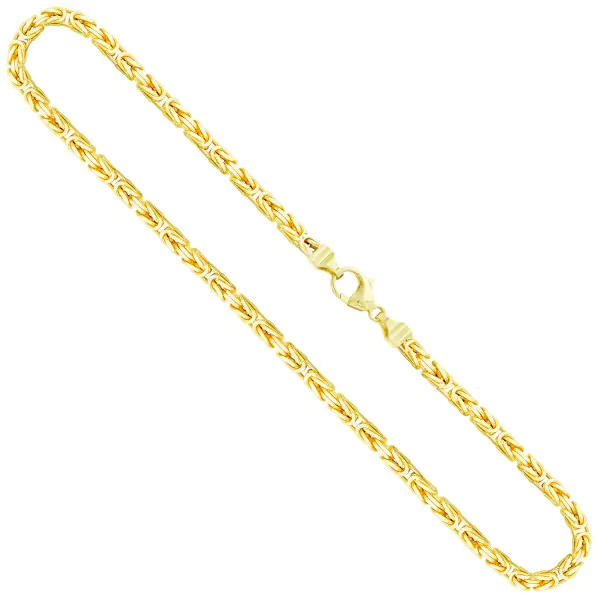 Goldkette als Königskette in Gelbgold 585 / 14K, 55 cm lang, 4 mm breit, Gewicht ca. 60.3 g.