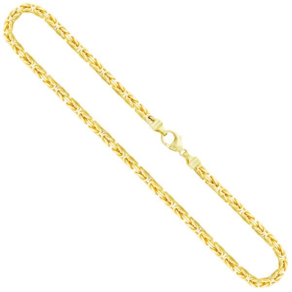 Goldkette als Königskette in Gelbgold 750 / 18K, 55 cm lang, 4 mm breit, Gewicht ca. 77 g.