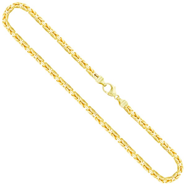 Goldkette als Königskette in Gelbgold 750 / 18K, 65 cm lang, 4 mm breit, Gewicht ca. 91 g.