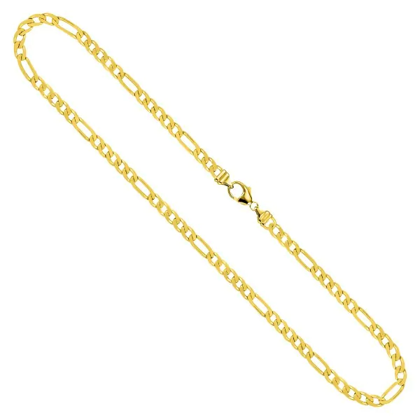 Goldkette als Figarokette diamantiert in Gelbgold 750 / 18K, 90 cm lang, 3,4 mm breit, Gewicht ca. 30.0 g.