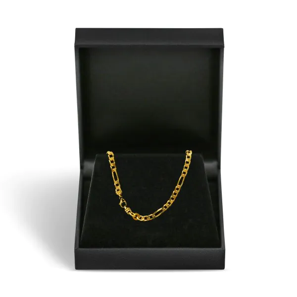Armband als Figarokette diamantiert in Gelbgold 750 / 18K, 20 cm lang, 3,4 mm breit, Gewicht ca. 7.2 g.
