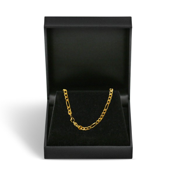 Goldkette als Figarokette diamantiert in Gelbgold 750 / 18K, 60 cm lang, 3.4 mm breit, Gewicht ca. 20 g.