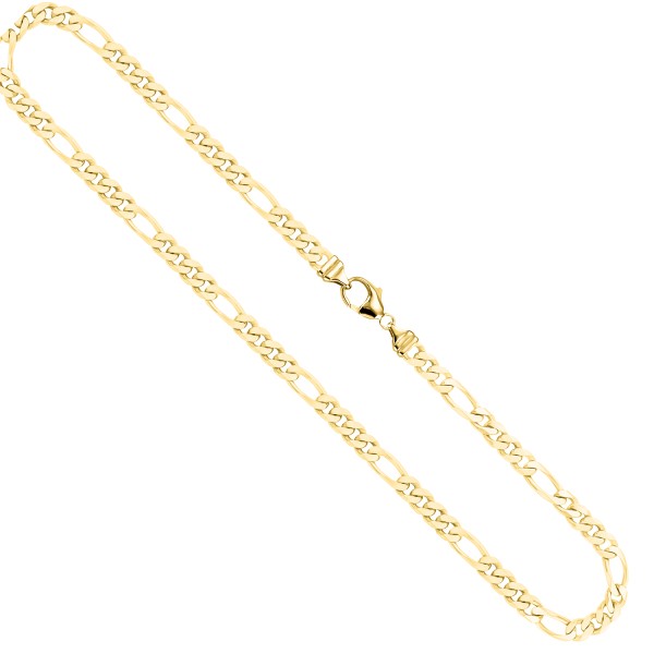 Goldkette als Figarokette diamantiert in Gelbgold 750 / 18K, 75 cm lang, 4,3 mm breit, Gewicht ca. 39.2 g.