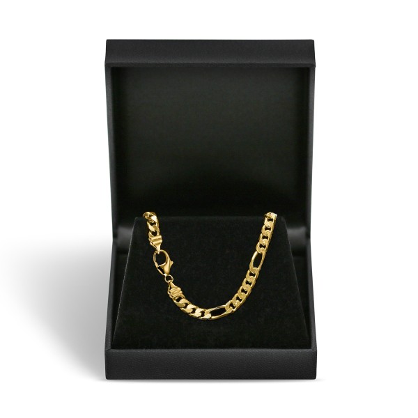 Goldkette als Figarokette diamantiert in Gelbgold 750 / 18K, 85 cm lang, 4,3 mm breit, Gewicht ca. 44.4 g.