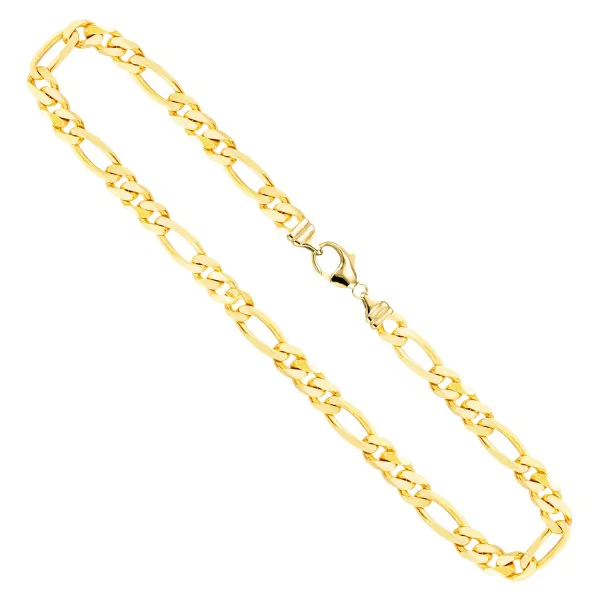 Goldkette als Figarokette diamantiert in Gelbgold 750 / 18K, 55 cm lang, 5,3 mm breit, Gewicht ca. 45.7 g.