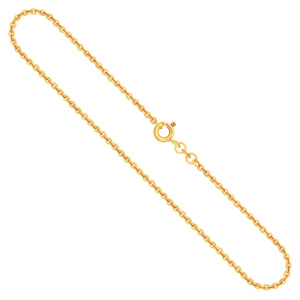 Goldkette als Ankerkette rund in Gelbgold 375 / 9K, 38 cm lang, 2 mm breit, Gewicht ca. 3.6 g.
