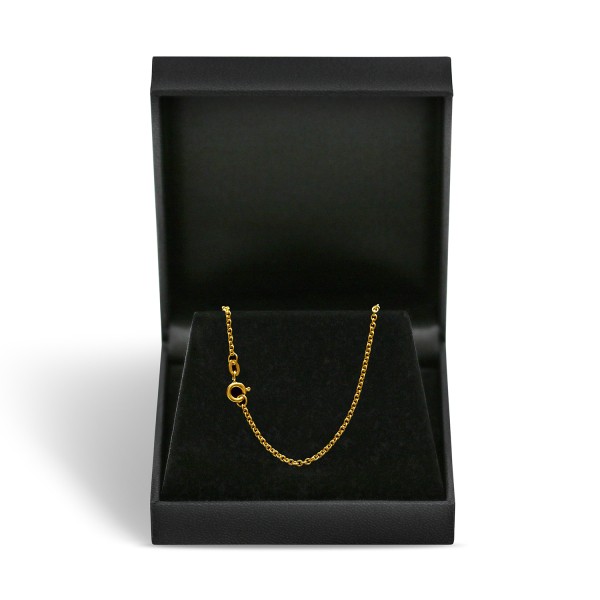 Goldkette als Ankerkette rund in Gelbgold 375 / 9K, 42 cm lang, 2 mm breit, Gewicht ca. 3.9 g.