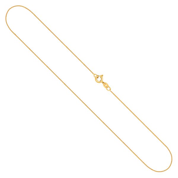 Goldkette als Ankerkette flach in Gelbgold 375 / 9K, 42 cm lang, 0,8 mm breit, Gewicht ca. 0.8 g.