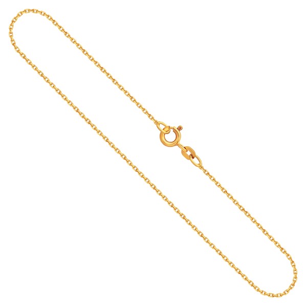 Goldkette als Ankerkette diamantiert in Gelbgold 375 / 9K, 40 cm lang, 1,3 mm breit, Gewicht ca. 1.9 g.