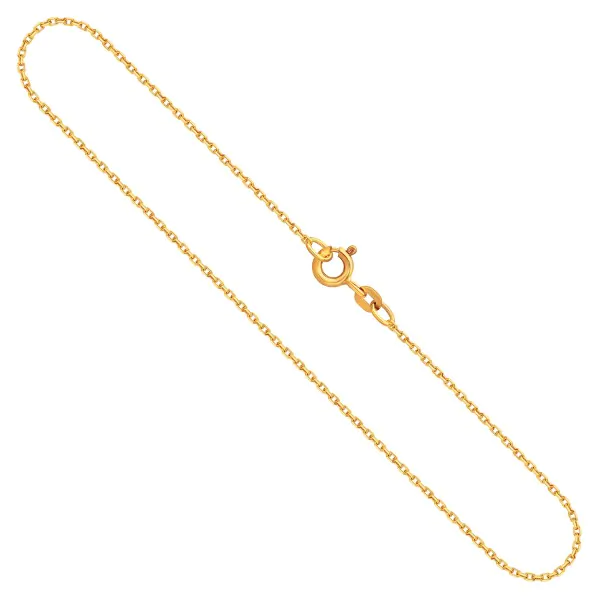 Goldkette als Ankerkette diamantiert in Gelbgold 375 / 9K, 40 cm lang, 1,3 mm breit, Gewicht ca. 1.9 g.