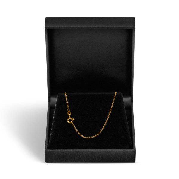 Goldkette als Ankerkette diamantiert in Gelbgold 375 / 9K, 45 cm lang, 1,3 mm breit, Gewicht ca. 2.2 g.