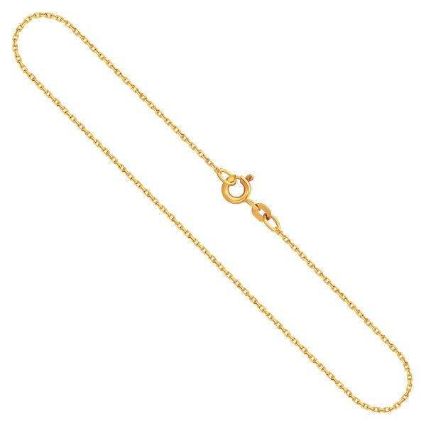 Goldkette als Ankerkette diamantiert in Gelbgold 585 / 14K, 42 cm lang, 1,3 mm breit, Gewicht ca. 2.3 g.