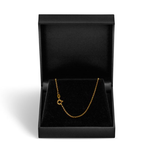 Goldkette als Ankerkette diamantiert in Gelbgold 585 / 14K, 42 cm lang, 1,3 mm breit, Gewicht ca. 2.3 g.