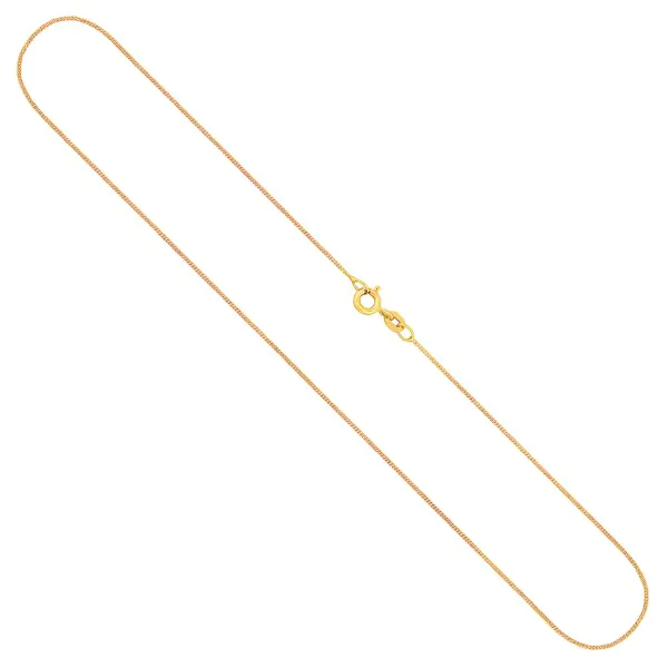 Goldkette als Panzerkette flach in Gelbgold 585 / 14K, 45 cm lang, 0,8 mm Breit, Gewicht ca. 1.1 g.