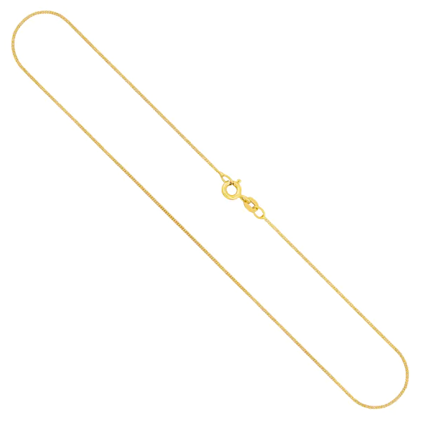 Goldkette als Panzerkette flach in Gelbgold 585 / 14 Karat, 70 cm lang, 1.1 mm breit, Gewicht ca. 2,6 g.