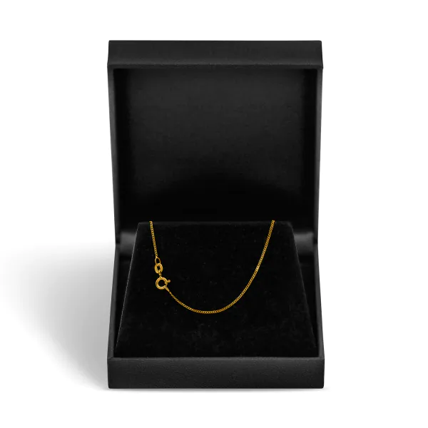 Goldkette als Panzerkette flach in Gelbgold 375 / 9 Karat, 65 cm lang, 1.1 mm breit, Gewicht ca. 2,3 g.