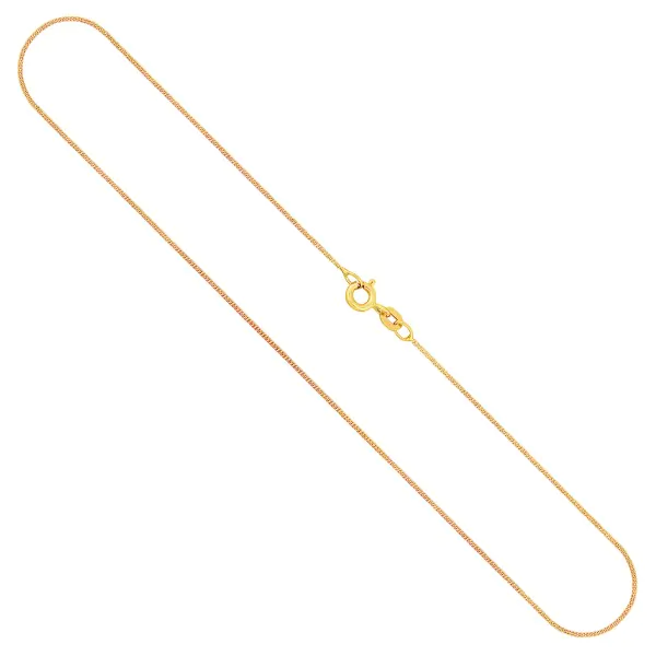 Goldkette als Panzerkette flach in Gelbgold 585 / 14K, 45 cm lang, 1,1 mm breit, Gewicht ca. 1.7 g.
