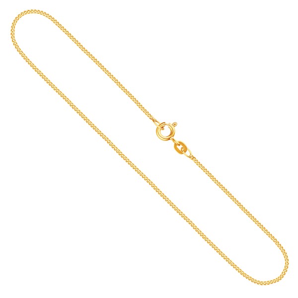 Goldkette als Panzerkette flach in Gelbgold 585 / 14K, 70 cm lang, 1,2 mm breit, Gewicht ca. 3.6 g.