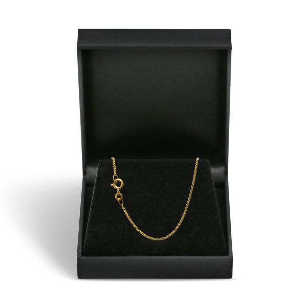Goldkette als Panzerkette flach in Gelbgold 585 / 14K, 40 cm lang, 1,2 mm breit, Gewicht ca. 2.1 g.