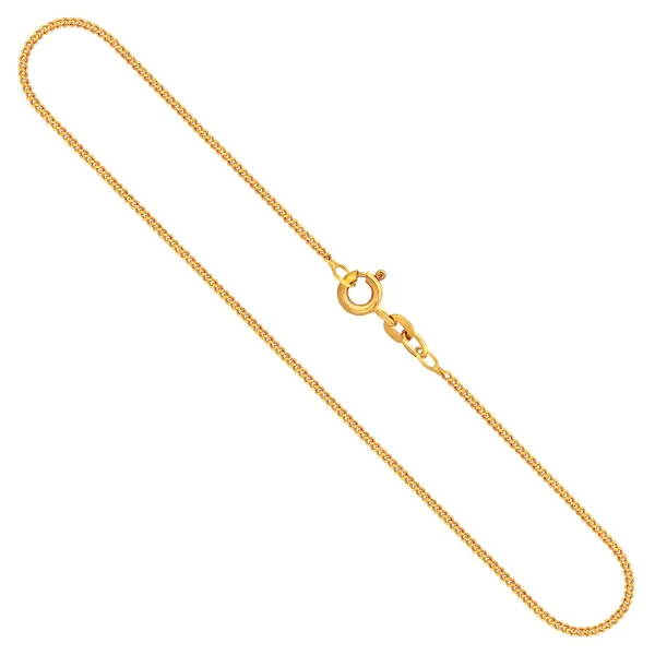 Goldkette als Panzerkette flach in Gelbgold 585 / 14K, 38 cm lang, 1,4 mm Breit, Gewicht ca. 2.3 g.