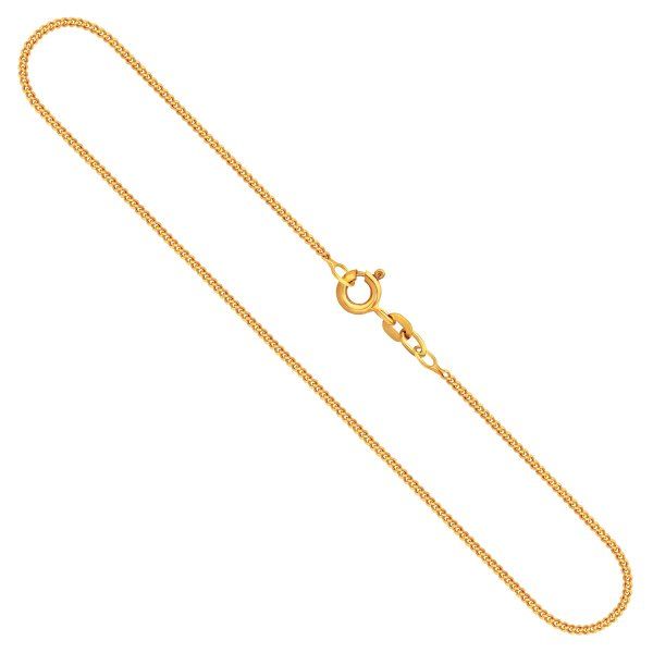 Goldkette als Panzerkette flach in Gelbgold 375 / 9K, 38 cm lang, 1,4 mm breit, Gewicht ca. 2.2 g.