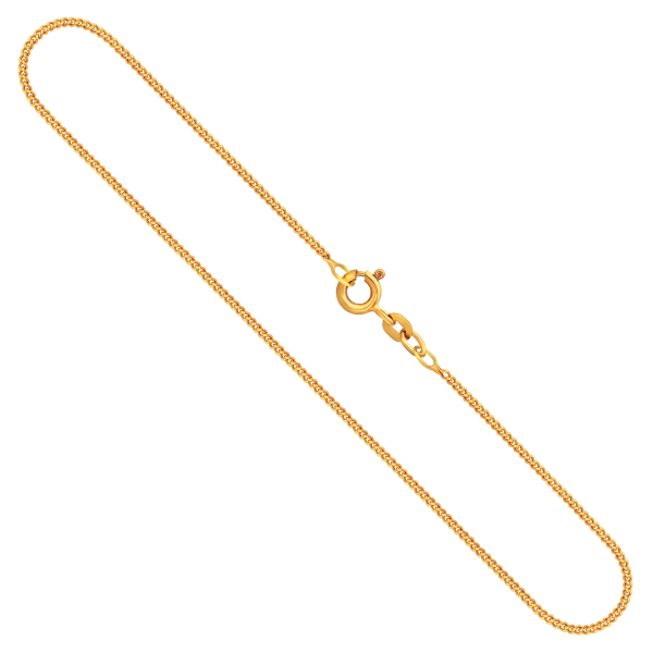 Goldkette als Panzerkette flach in Gelbgold 375 / 9K, 40 cm lang, 1,4 mm breit, Gewicht ca. 2.3 g.