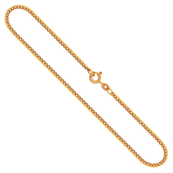 Goldkette als Panzerkette flach in Gelbgold 585 / 14K, 42 cm lang, 2,1 mm breit, Gewicht ca. 6 g.